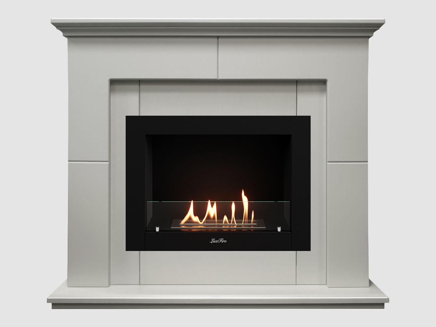 Каминный портал МДФ "Пьер 1200" с биокамином Lux Fire "Фаер Бокс 2-30" (белый) по цене 72 900 руб.