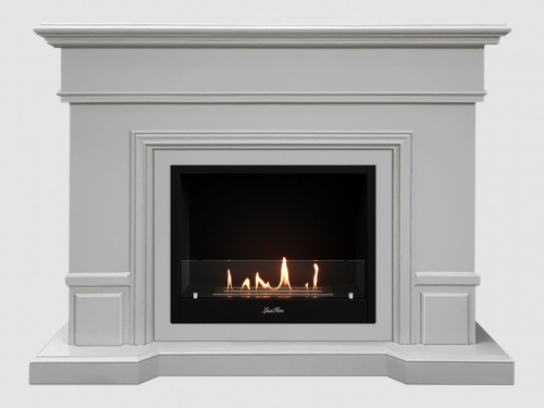 Каминный портал МДФ "Фантазия 1350" с биокамином Lux Fire "Фаер Бокс 1-30" (белый)