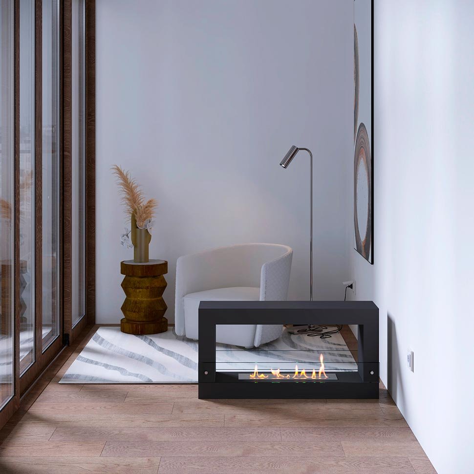 Биокамин SteelHeat WALL FRAME ONE 900 черный, стекло, стемалит по цене 56 910 руб.