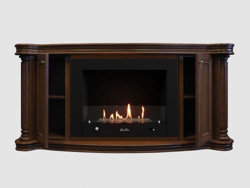 Каминный портал МДФ "Бетховен 1500" с биокамином Lux Fire "Фаер Бокс 4 - 30" (темный орех)