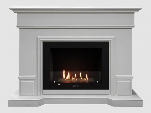 Каминный портал МДФ "Фантазия 1350" с биокамином Lux Fire "Фаер Бокс 3-30" (белый)