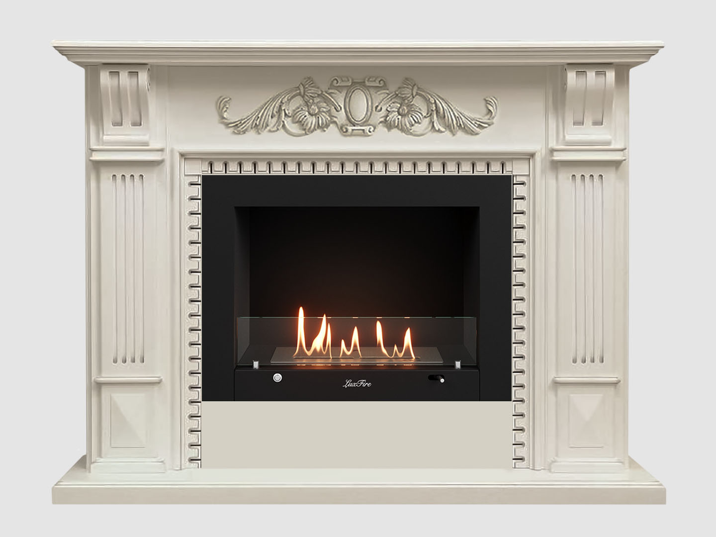 Каминный портал МДФ "Белфаст Люкс 1350" с биокамином Lux Fire "Фаер Бокс 3-25.5" (белый) Каминный портал МДФ "Белфаст Люкс 1350" с биокамином Lux Fire "Фаер Бокс 3-25.5" (белый) по цене 115 500 руб.