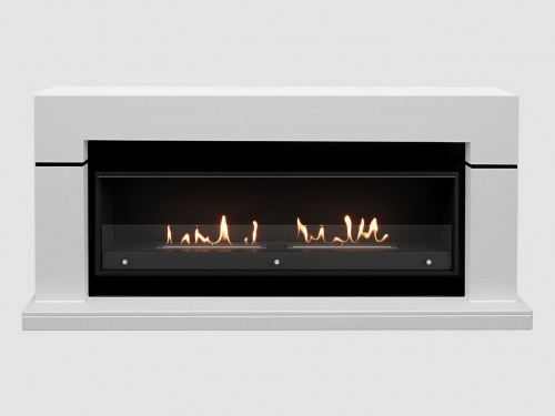 Каминный портал МДФ "LINDOS 1930" с биокамином Lux Fire "Фаер Бокс Вега-2" (белый)