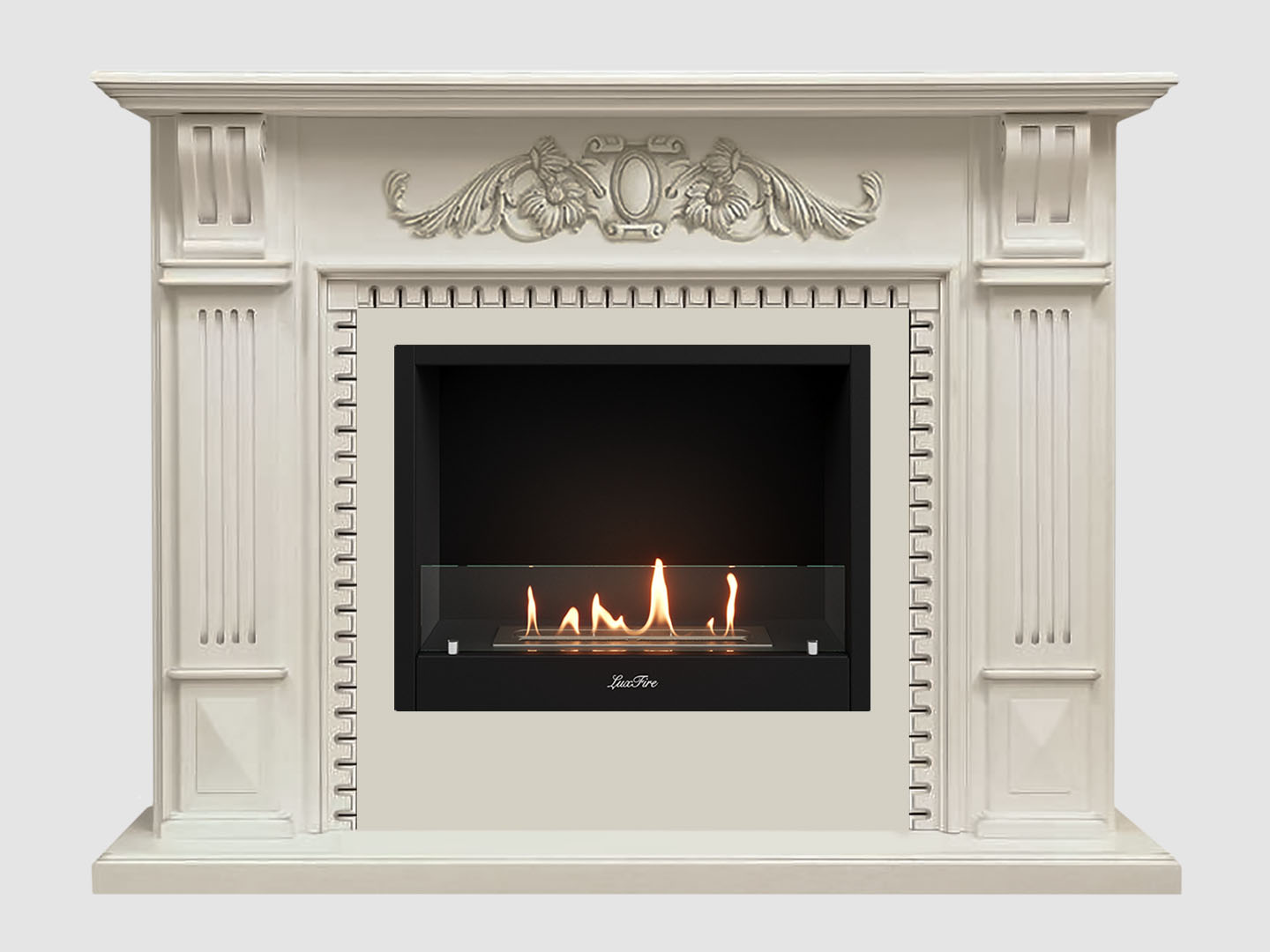 Каминный портал МДФ "Белфаст Люкс 1350" с биокамином Lux Fire "Фаер Бокс 1-25.5" (белый) Каминный портал МДФ "Белфаст Люкс 1350" с биокамином Lux Fire "Фаер Бокс 1-25.5" (белый) по цене 94 800 руб.
