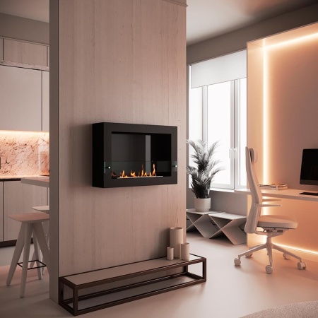 Биокамин SteelHeat WALL ONE 800 черный, стекло, стемалит по цене 33 285 руб.